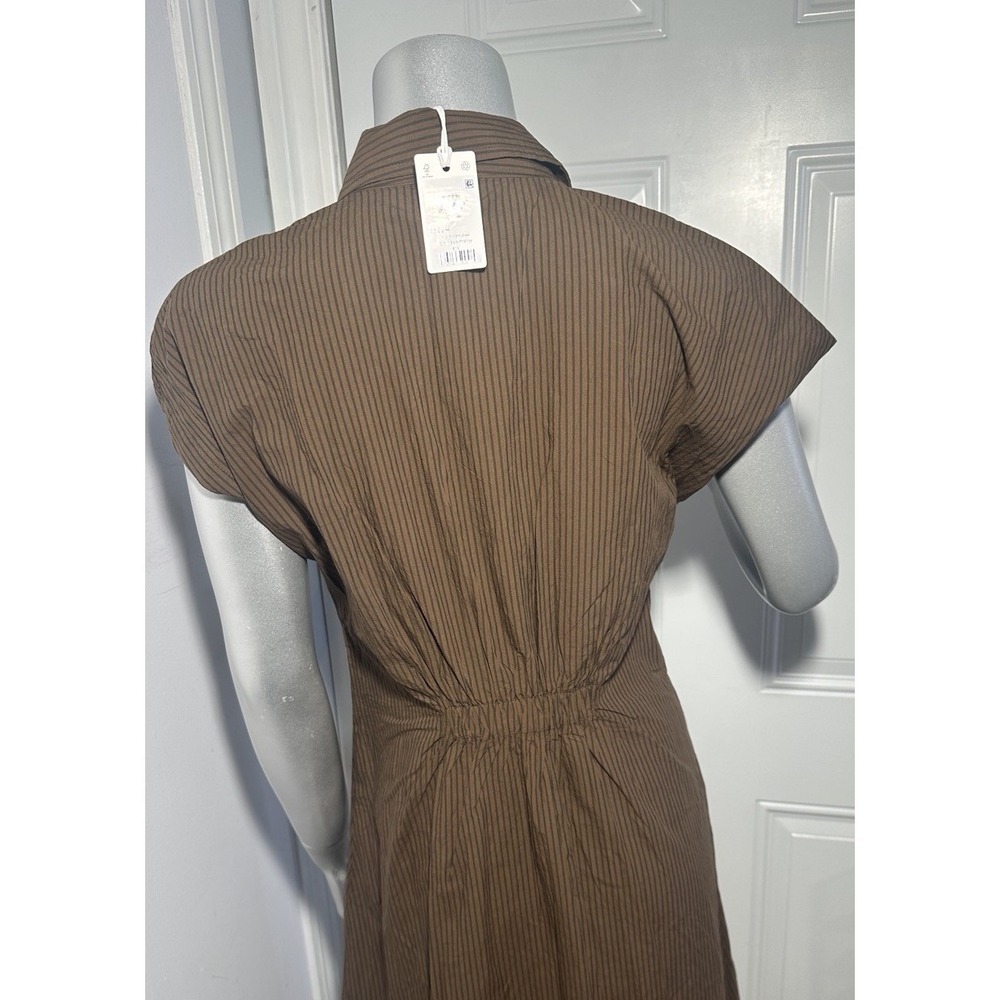 Marine Layer Arden Midi Shirt Dress NWT Brown Black Pinstripe Pima Cotton Sz S - Picture 10 of 16